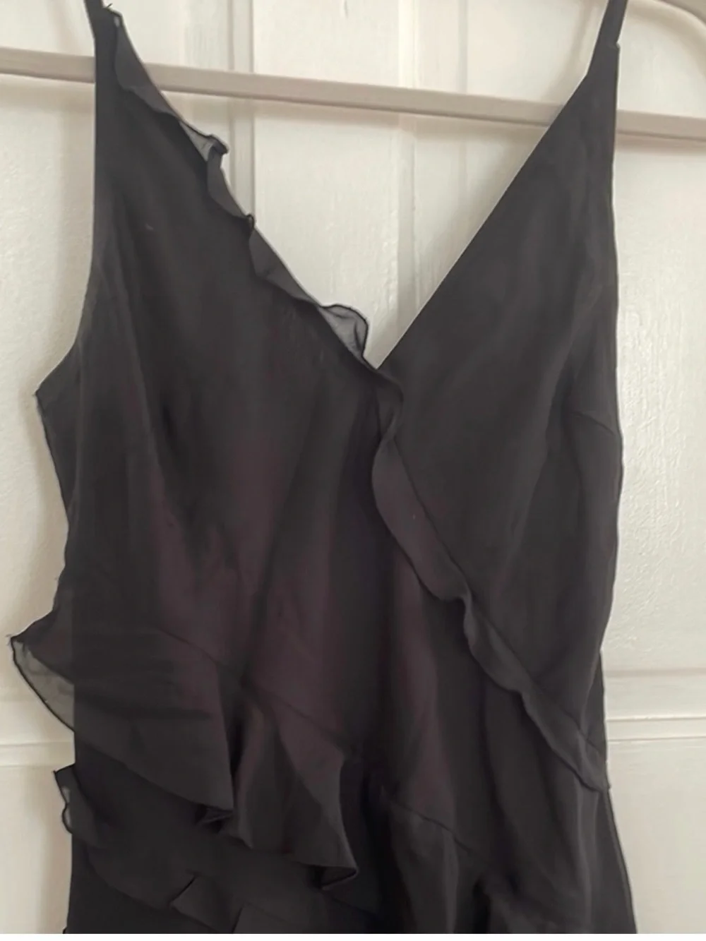 Abercrombie & Fitch Black Ruffle Slip Maxi Dress
